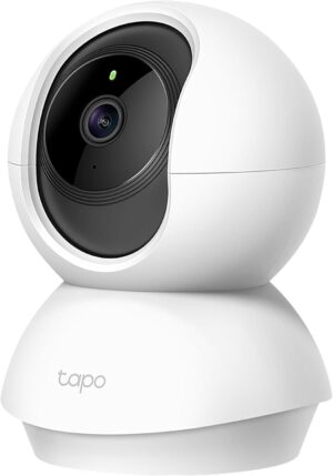 TP-Link 3MP Indoor Wi-Fi Camera (2K), Surveillance Camera, Night Vision, Real Time Notifications, Cloud Storage and MicroSD up to 256GB, Works with Alexa and Google Assistant (Tapo C210), ‎‎bianco